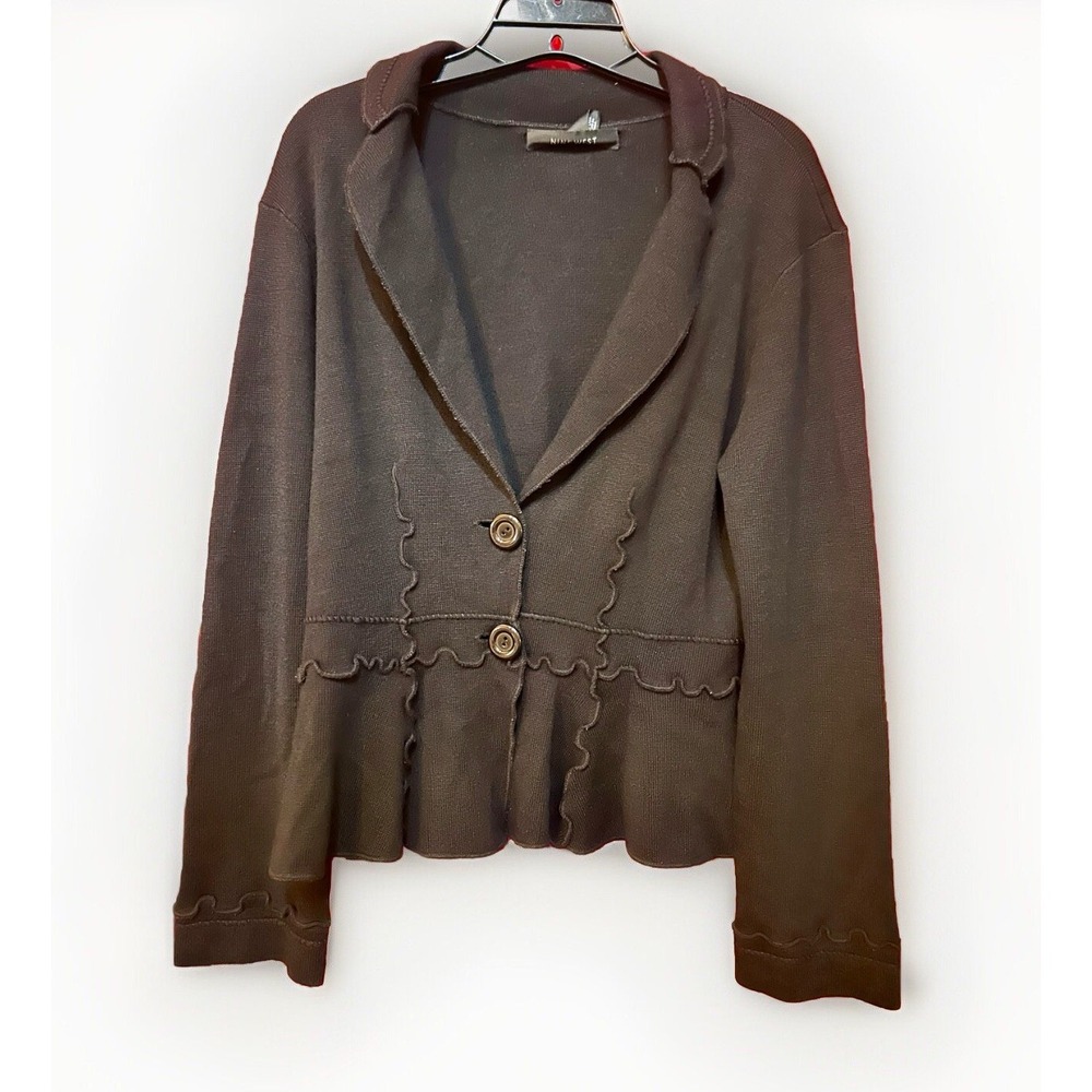 Vintage Nine West Black Wool Blend‎ Sweater Blazer Women's Large